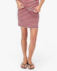 Clare V. Le Mini Tube Skirt - Stripe in Nvy/Cry Red/Crm 1 - Bliss Boutiques