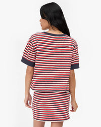 Clare V. Le Mini Tube Skirt - Stripe in Nvy/Cry Red/Crm 4 - Bliss Boutiques