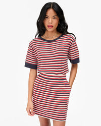 Clare V. Le Mini Tube Skirt - Stripe in Nvy/Cry Red/Crm 2 - Bliss Boutiques