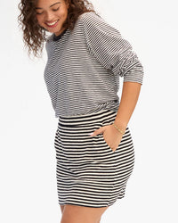 Clare V. Le Mini Tube Stripe Skirt in Black/Cream 3 - Bliss Boutiques