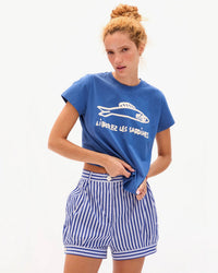 Clare V. Liberez Les Sardines Classic Tee in French Blue 1 - Bliss Boutiques