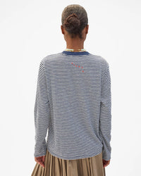 Clare V. L/S T - C/L Mini Stripe in Navy/Cream 3 - Bliss Boutiques