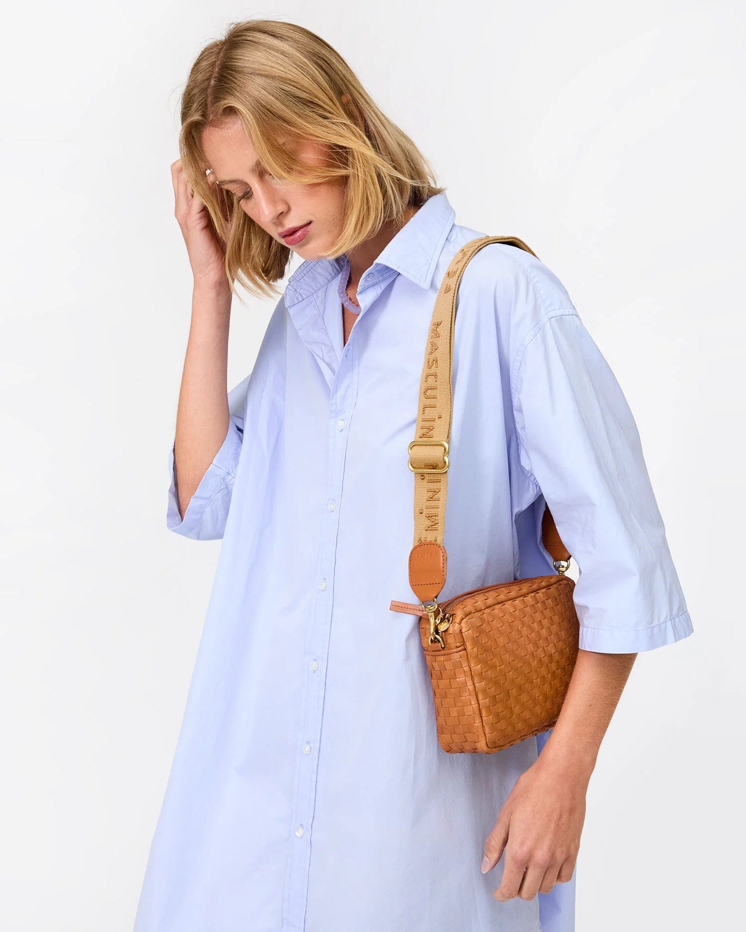 Clare V. Masculin/Feminin Adj Crossbody Strap in Khaki