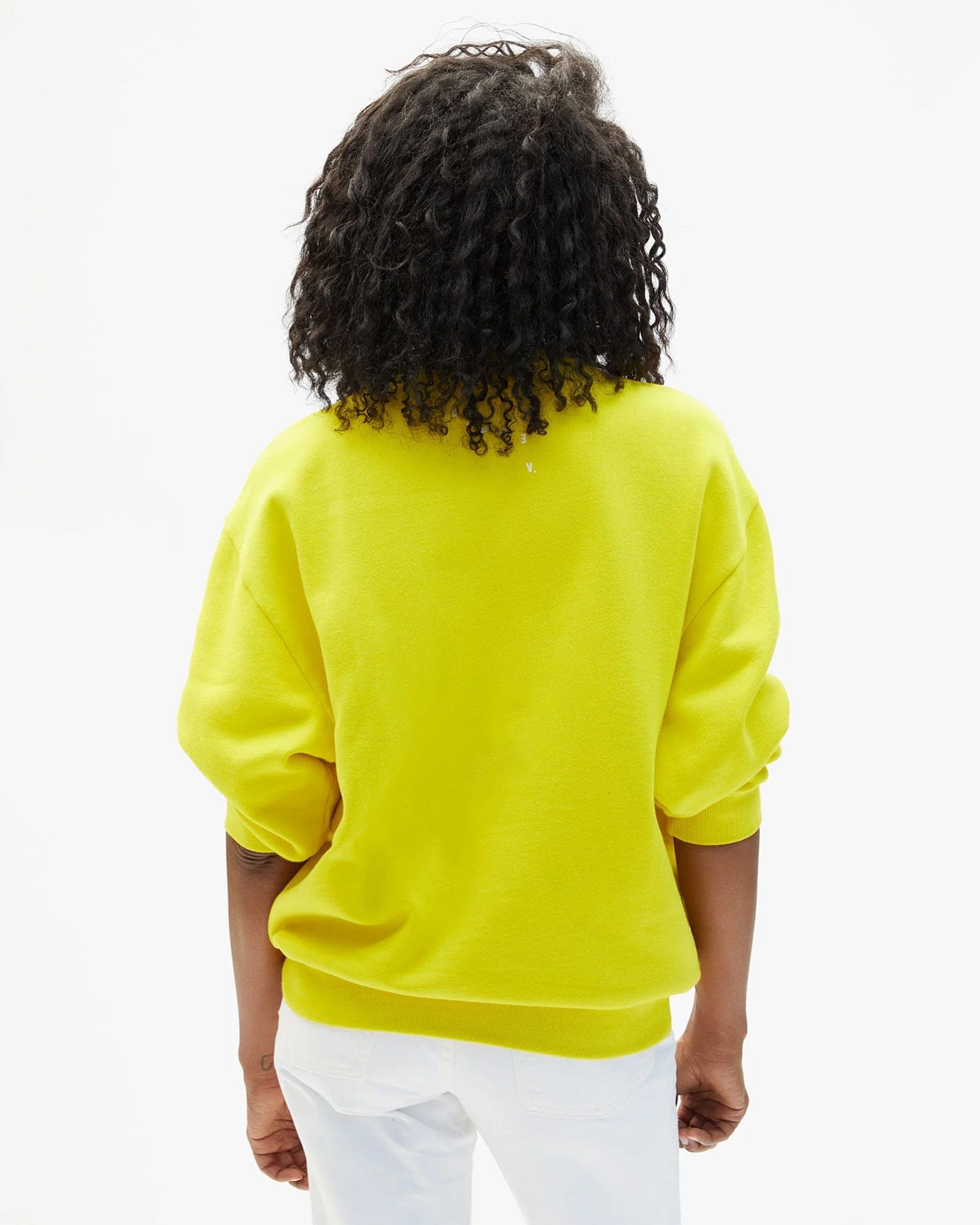 Clare V. Masculin Feminin Oversized Sweatshirt in Citron w/ Cream