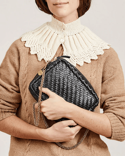 Clare V. Midi Sac in Black Woven Zig-Zag - Bliss Boutiques Clare V. Midi Sac in Black Woven Zig-Zag - Bliss Boutiques