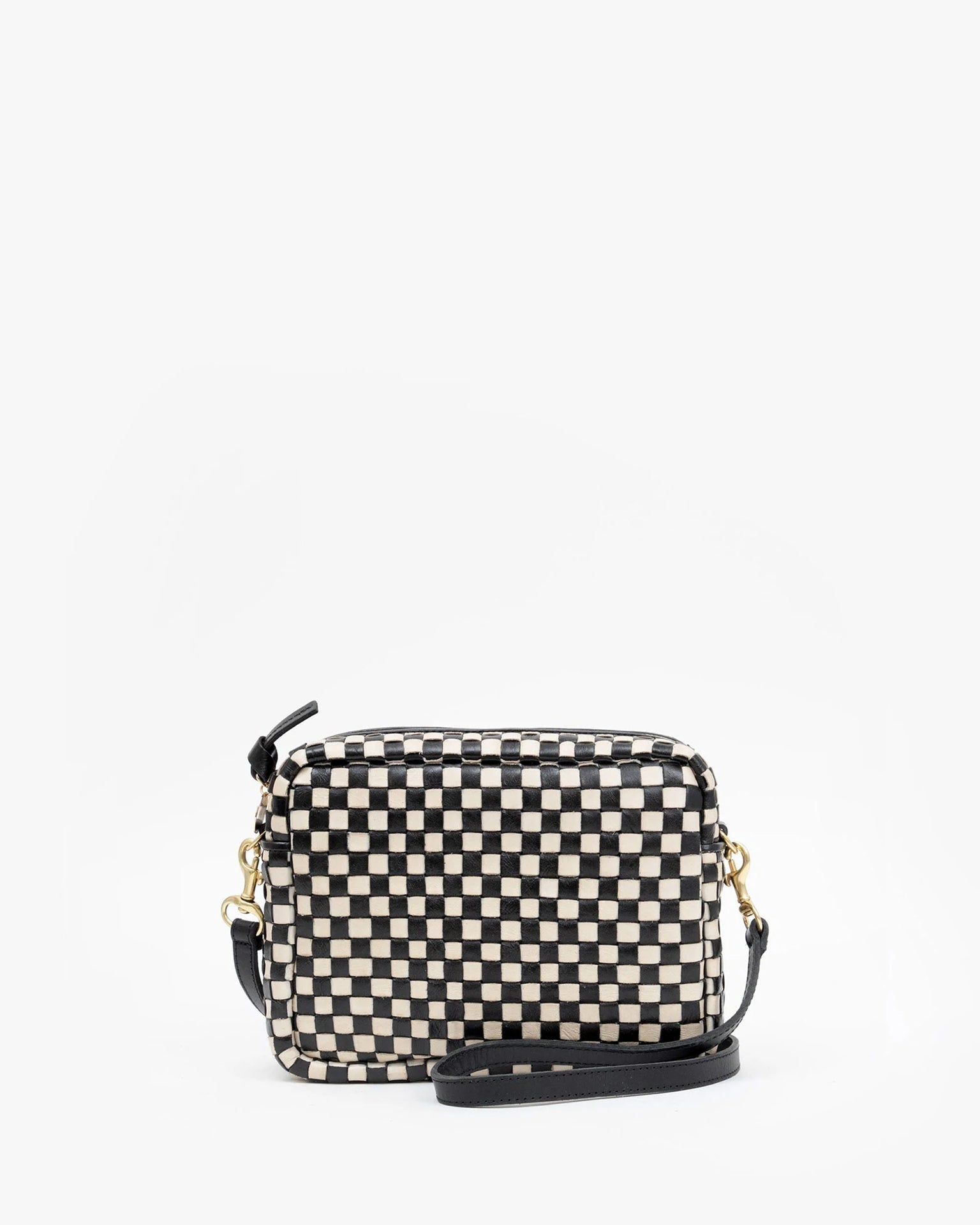 Midi Sac - Woven Checker in Black/Cream