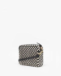 Clare V. Midi Sac - Woven Checker in Black/Cream 4 - Bliss Boutiques