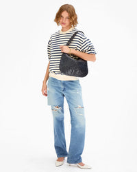 Clare V. Moyen Messenger - Medium Woven Diagonal in Twilight 5 - Bliss Boutiques