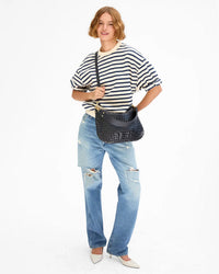 Clare V. Moyen Messenger - Medium Woven Diagonal in Twilight 3 - Bliss Boutiques