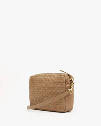 Clare V. Nappa & Suede Woven Checker Midi Sac in Clay