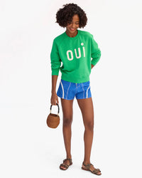 Clare V. Oui Le Court Sweatshirt in Green 2 - Bliss Boutiques