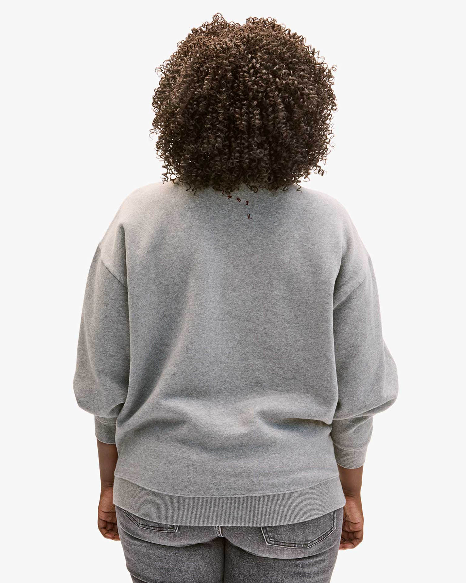 Clare V. Oui Oversized Sweatshirt in Grey Melange w/ Bordeaux