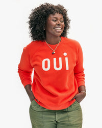 Clare V. Oui Sweatshirt in Blood Orange w/ Cream