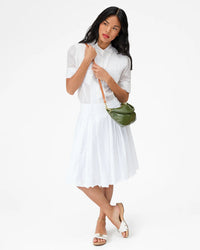 Clare V. Petit Moyen Messenger - Crinkle Patent in Army 3 - Bliss Boutiques