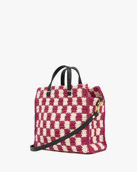 Clare V. Petit Summer Simple Tote - Mini Crochet Checker in Plummy/Cream 4 - Bliss Boutiques
