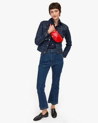 Clare V. Accessories Super Red Petite Fanny - Pucker Patent in Super Red