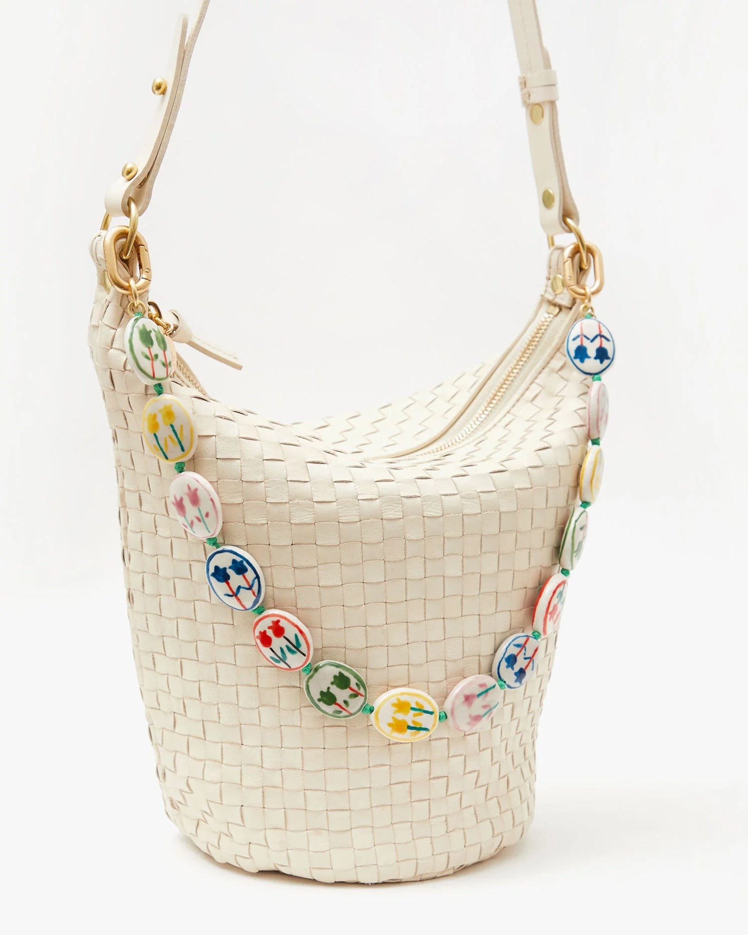 Clare V. Accessories Multi Porcelain Flower Shortie Strap in Multi Color