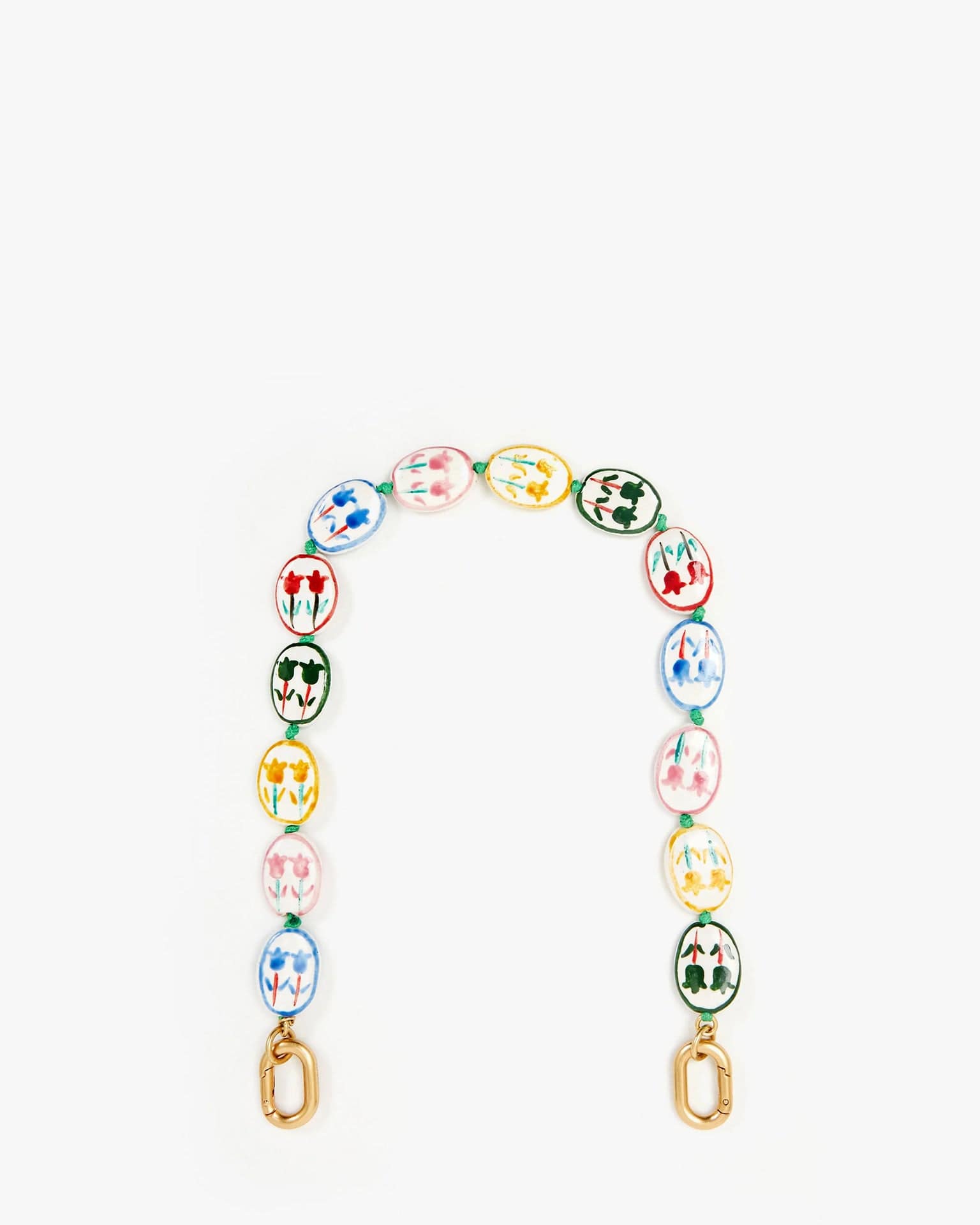 Clare V. Accessories Multi Porcelain Flower Shortie Strap in Multi Color