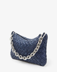 Clare V. Puffy Woven Flat Clutch w/ Tabs in Bright Navy