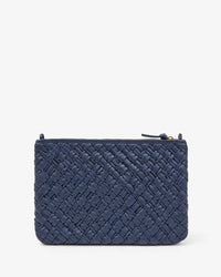 Clare V. Puffy Woven Flat Clutch w/ Tabs in Bright Navy