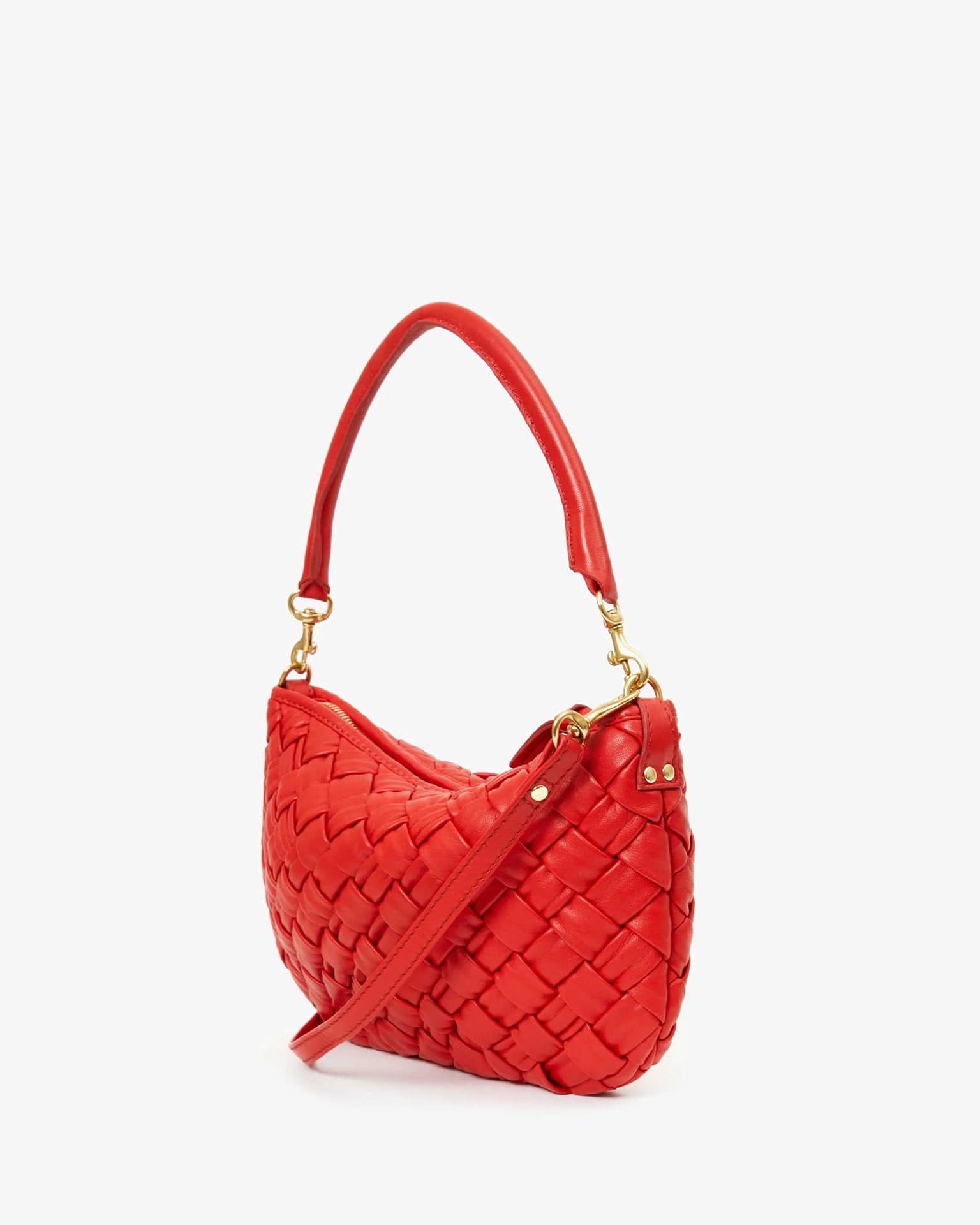 Clare V. Puffy Woven Nappa Petit Moyen Messenger in Rosa