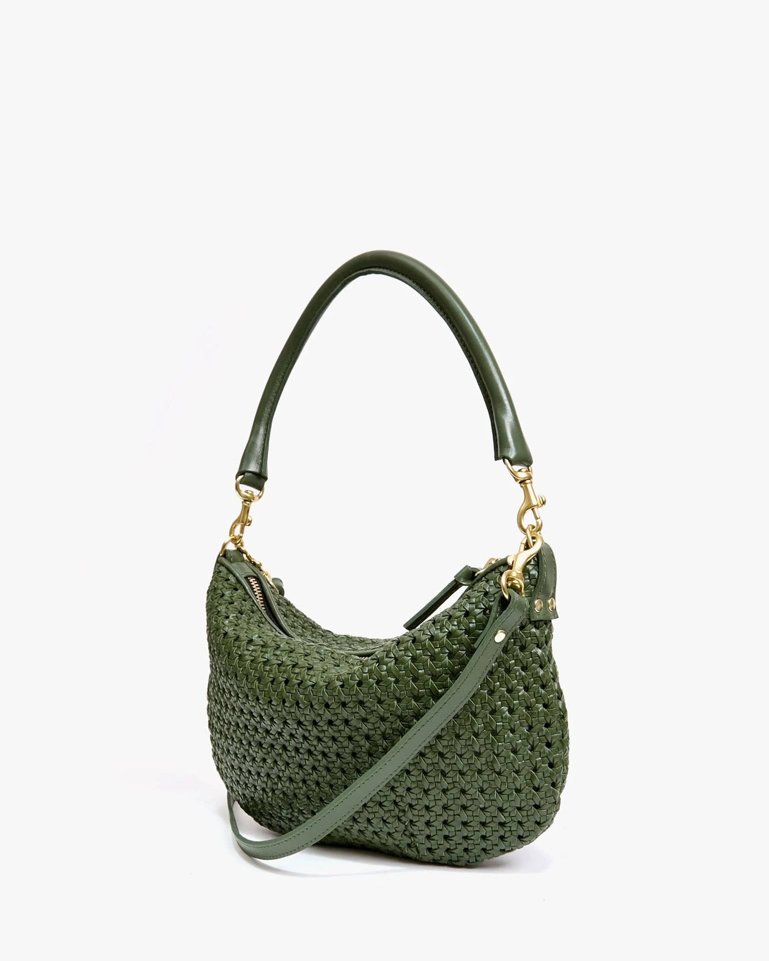 Clare V. Accessories Army Rattan Petit Moyen Messenger in Army