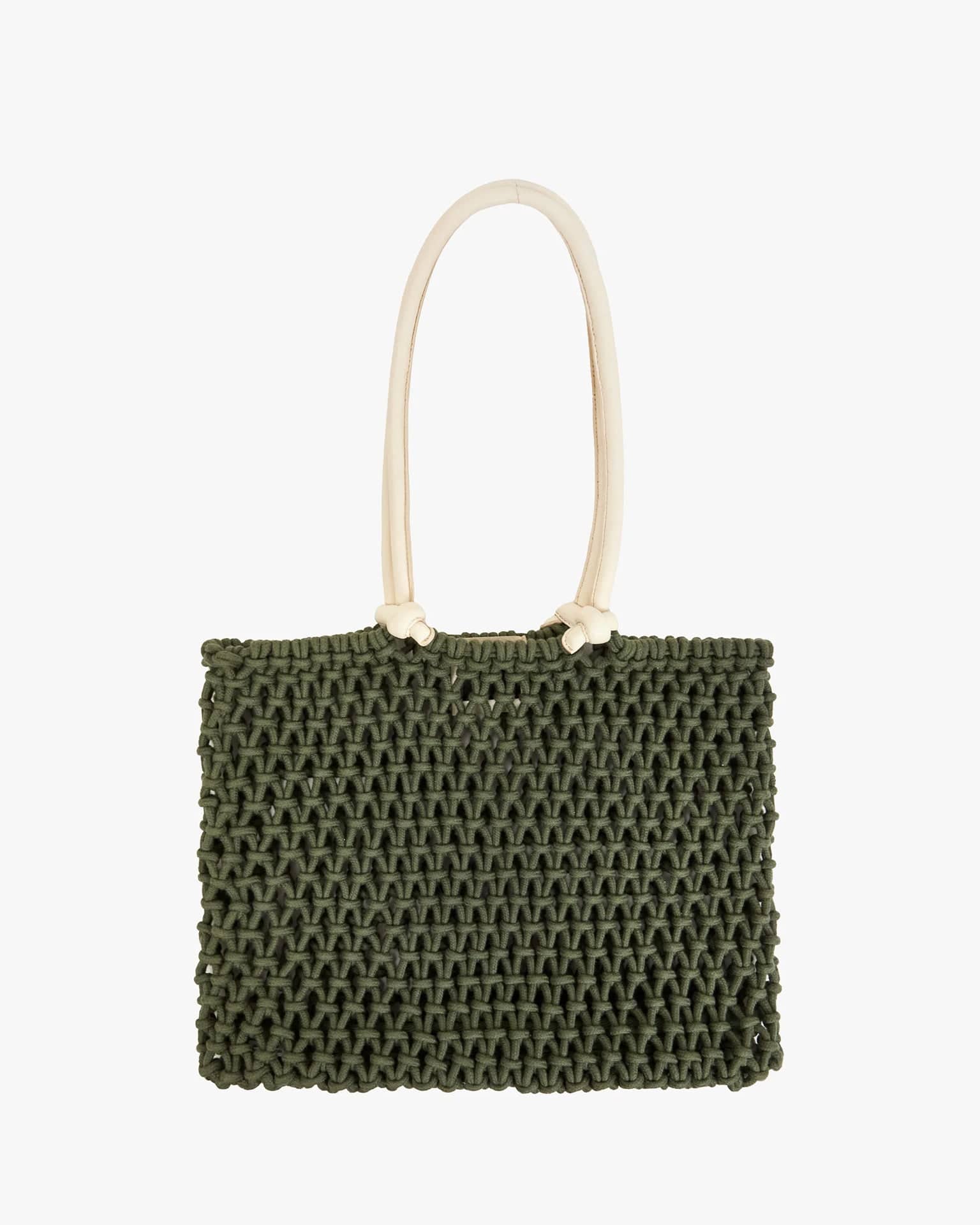 Clare V. Sandy in Army w/ Cream Handles