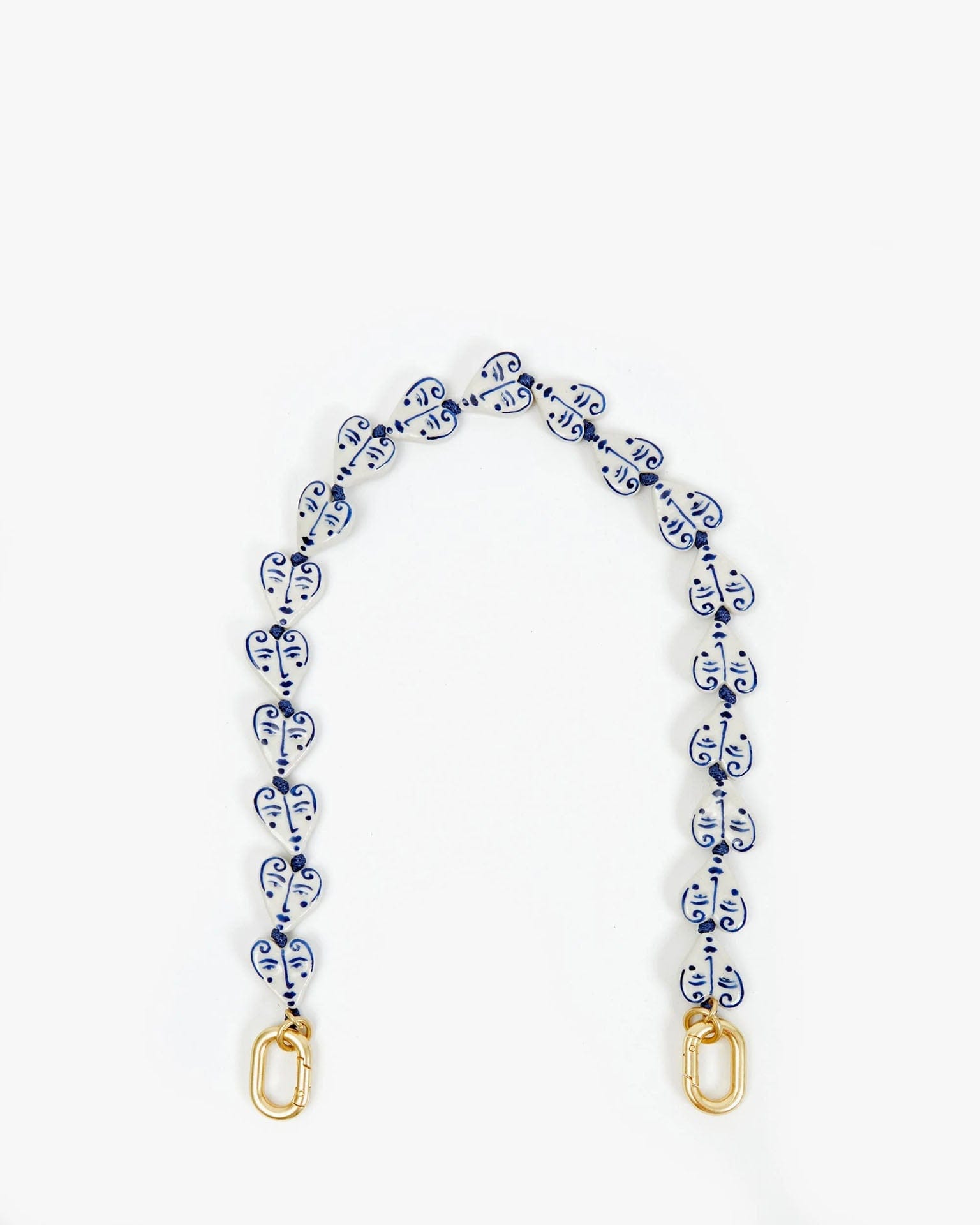 Clare V. Shortie Strap in Blue/Cream Hearts