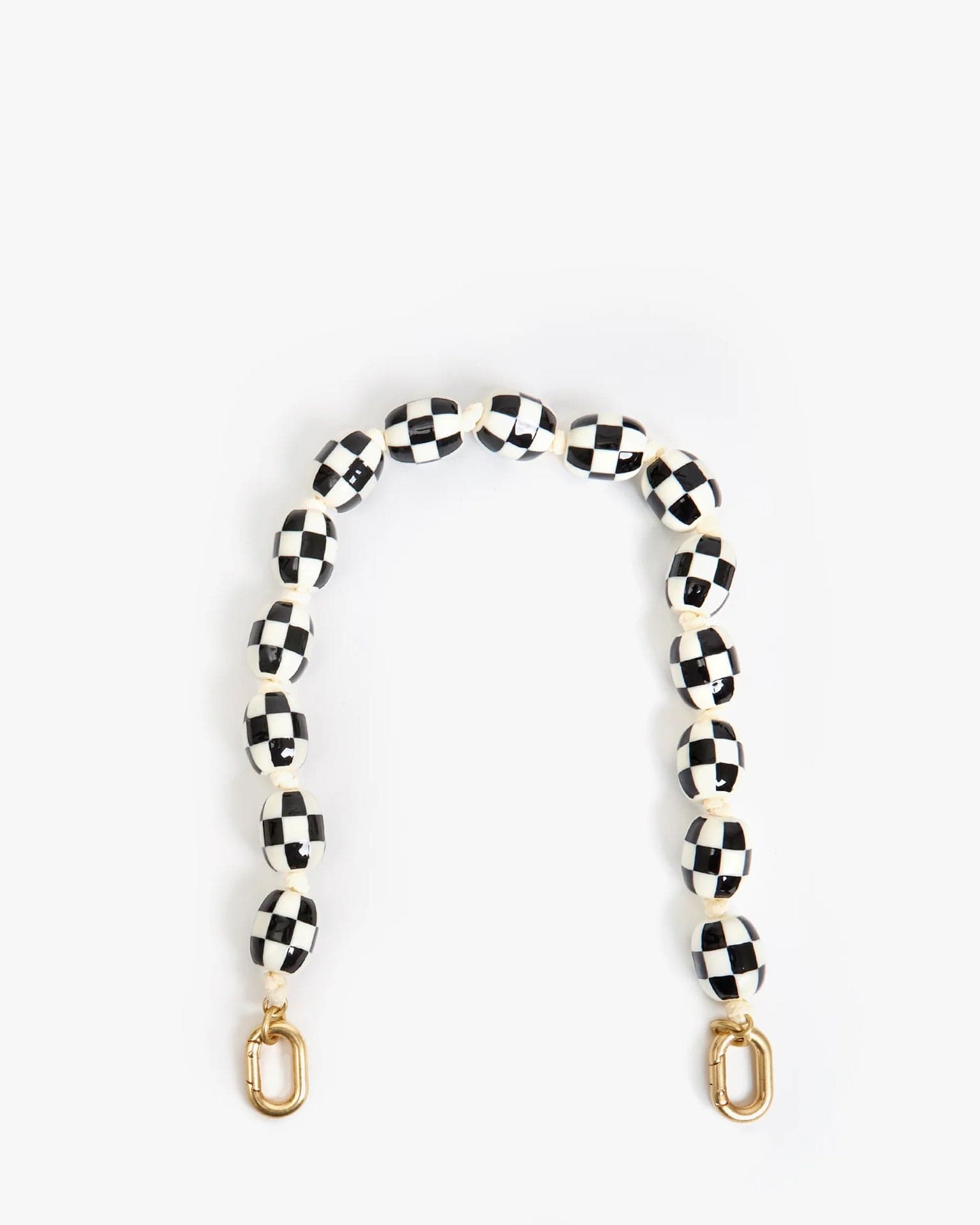 Clare V. Shortie Strap in Cream/Black Checker