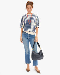 Clare V. S/S Oversized Sweatshirt - Stripes in Cream/Navy 2 - Bliss Boutiques