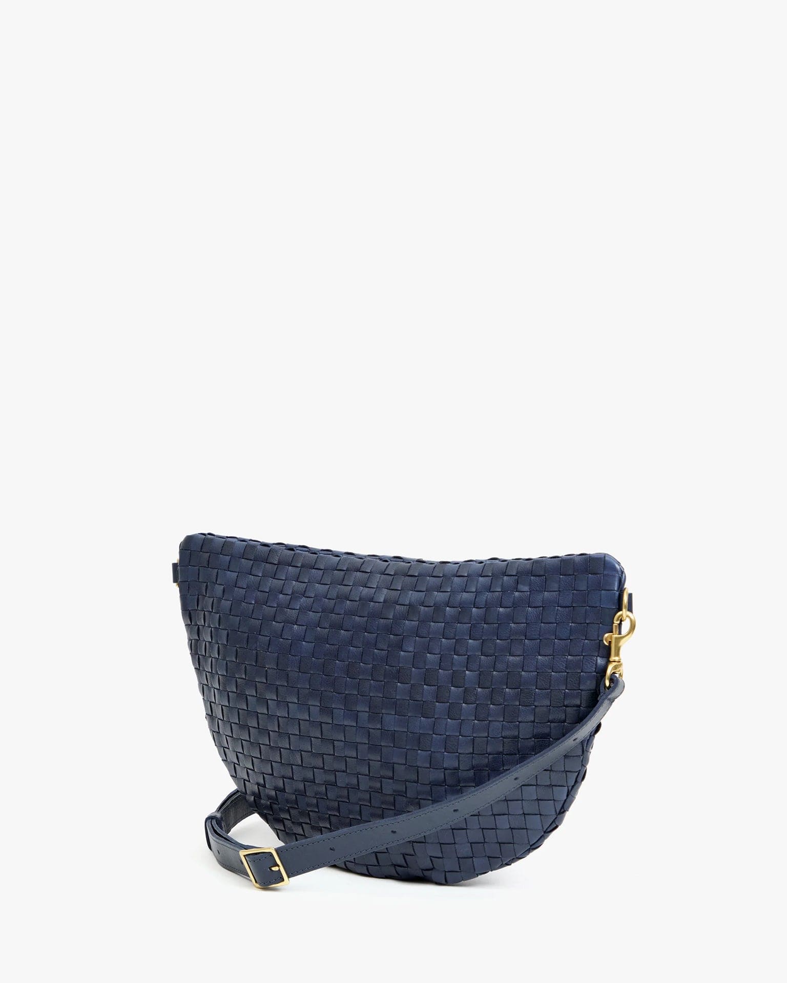 Clare V. Woven Checker Grande Fanny in Bleu Marine