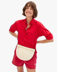 Clare V. Woven Checker Grande Fanny in Cream 4 - Bliss Boutiques
