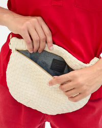 Clare V. Woven Checker Grande Fanny in Cream 3 - Bliss Boutiques