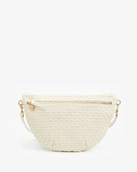 Clare V. Woven Checker Grande Fanny in Cream 1 - Bliss Boutiques