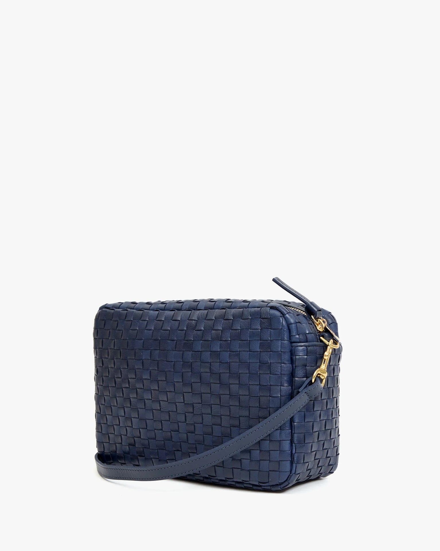 Clare V. Woven Checker Marisol in Bleu Marine