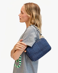 Clare V. Woven Checker Marisol in Bleu Marine