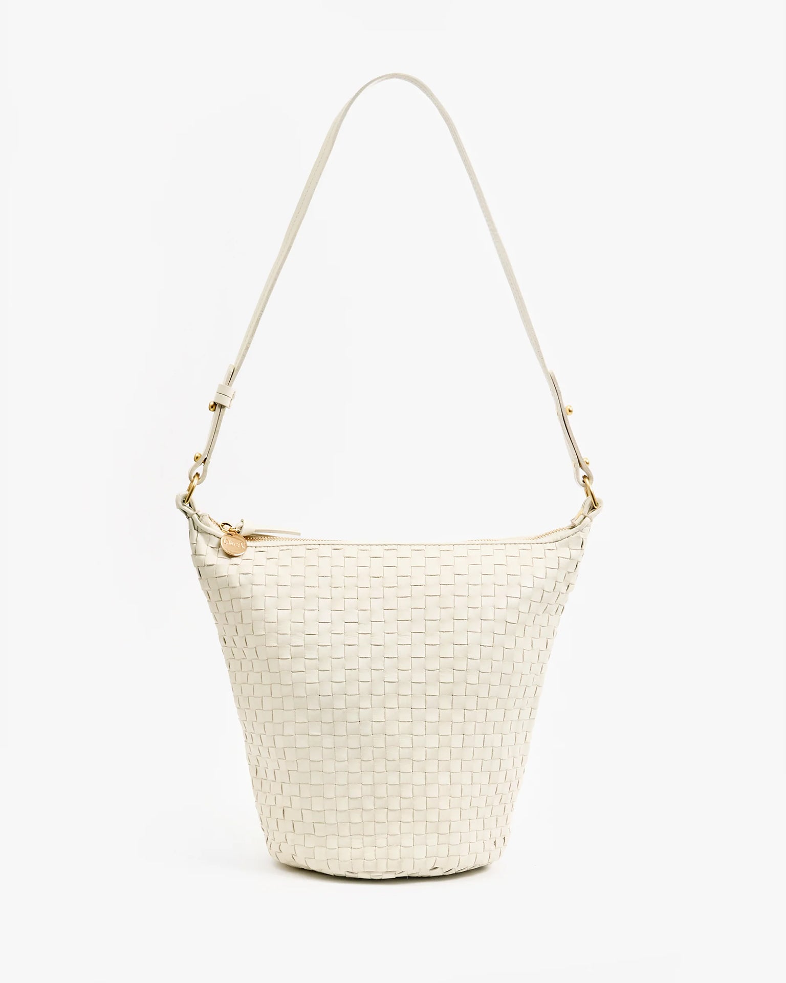 Clare V. Woven Checker Petit Jeanne in Cream