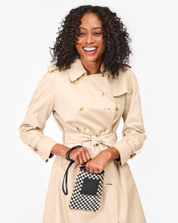 Clare V. Woven Checker Poche in Black & Cream