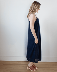 CP Shades Ava Cotton Silk Lined Long Cami Slipdress in Ink