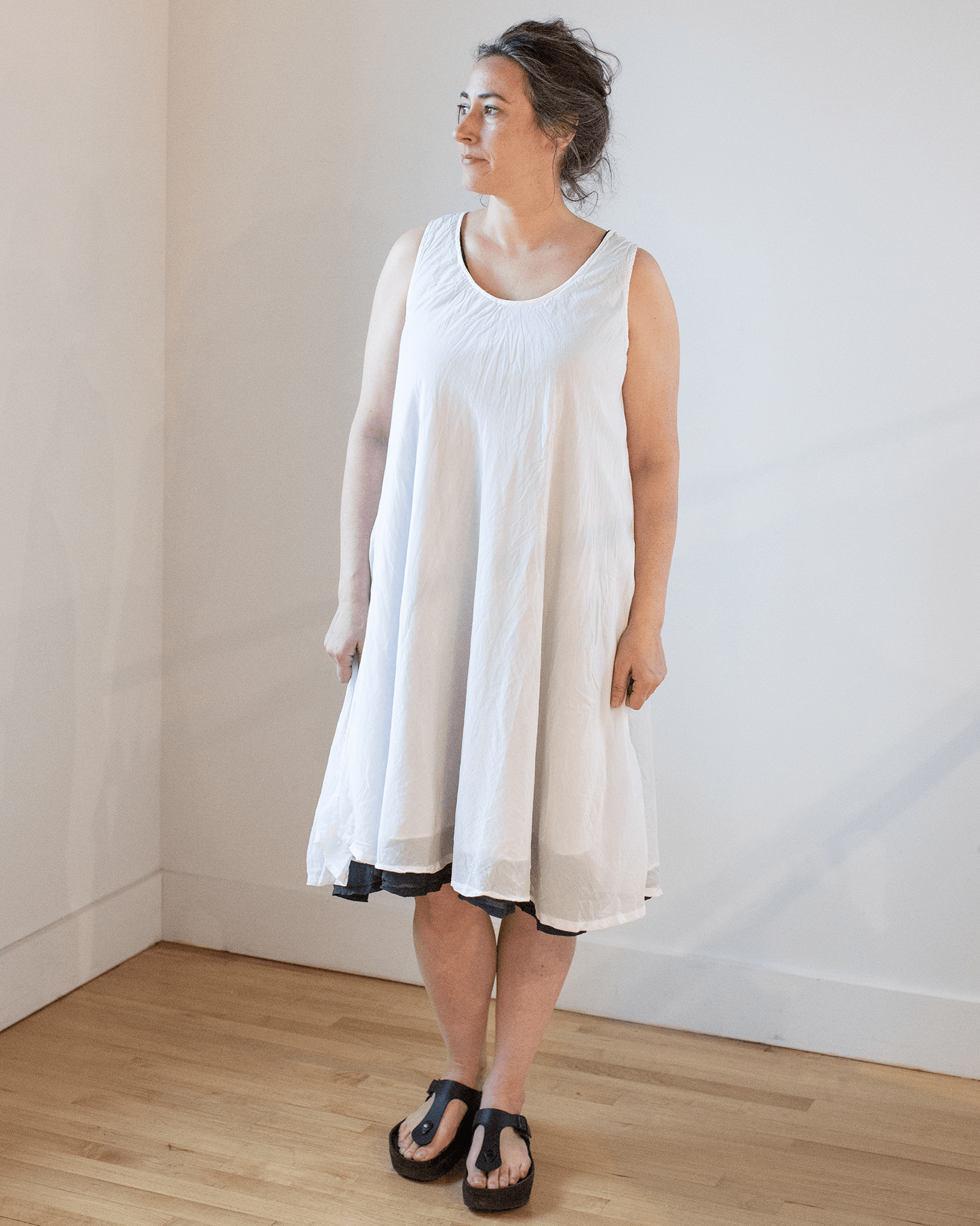 CP Shades Bree Dress in White Cotton Silk