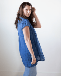 CP Shades Cap Slv Regina - Indigo Linen in Bleach