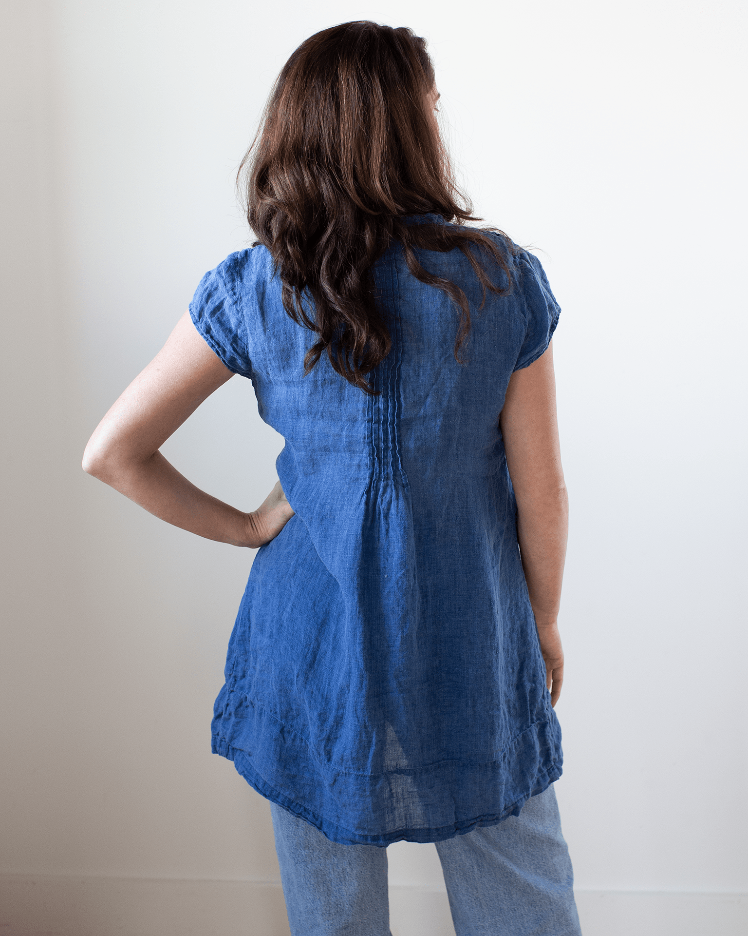 CP Shades Cap Slv Regina - Indigo Linen in Bleach