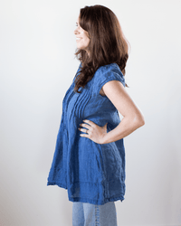 CP Shades Cap Slv Regina - Indigo Linen in Bleach