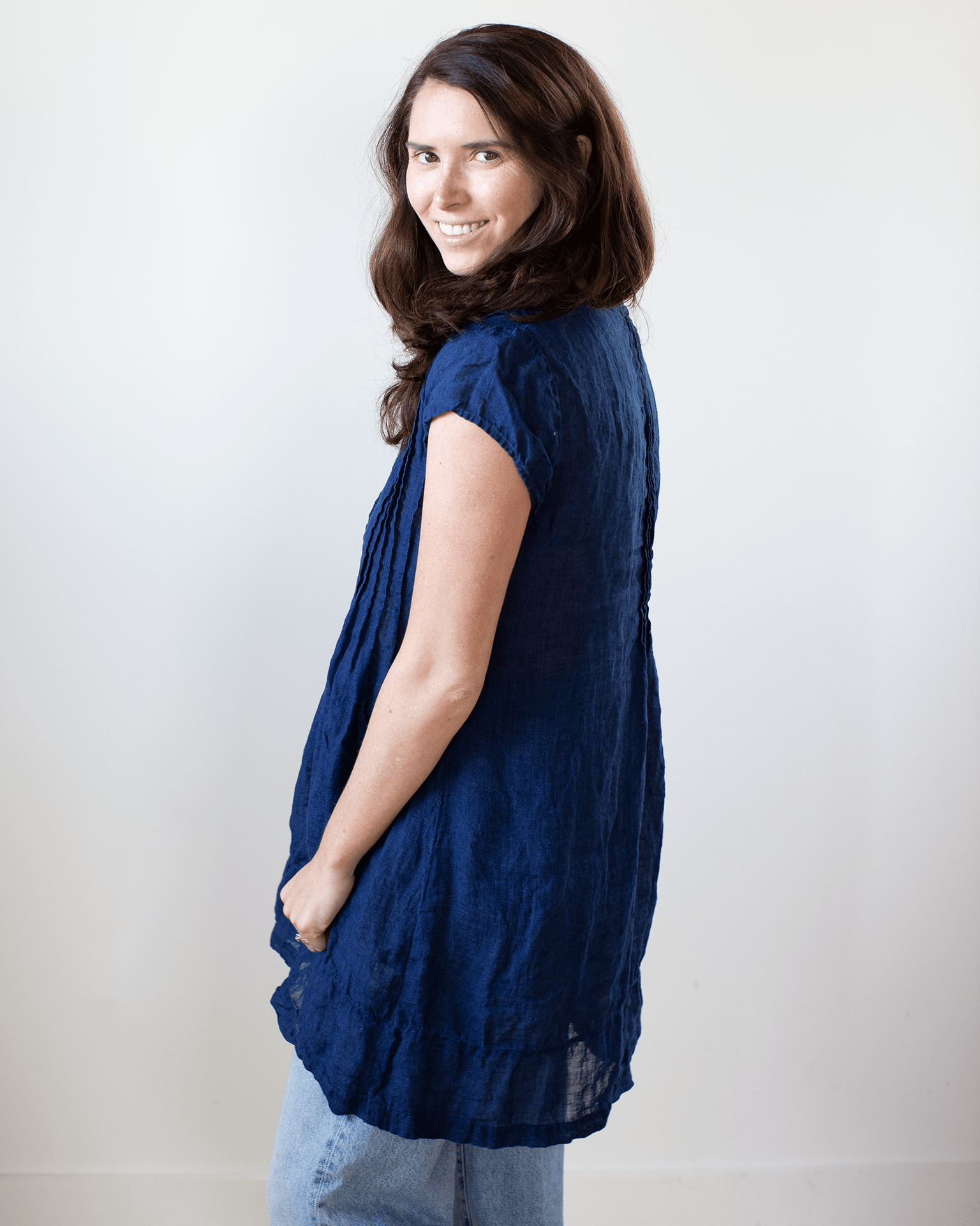 CP Shades Cap Slv Regina - Indigo Linen in Indigo