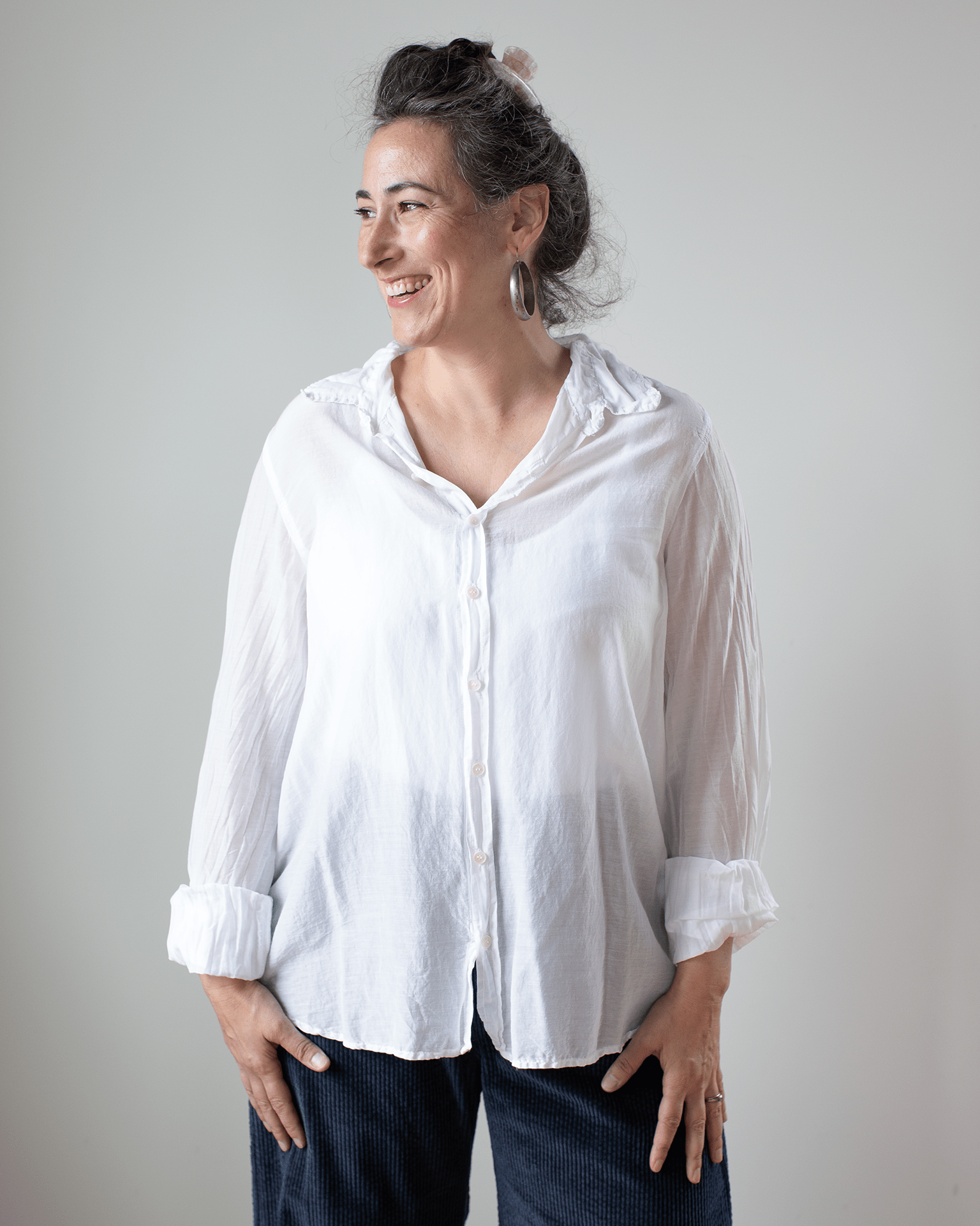 CP Shades Eliza Fitted Button Down w/o Pkts - Cotton/Silk in White