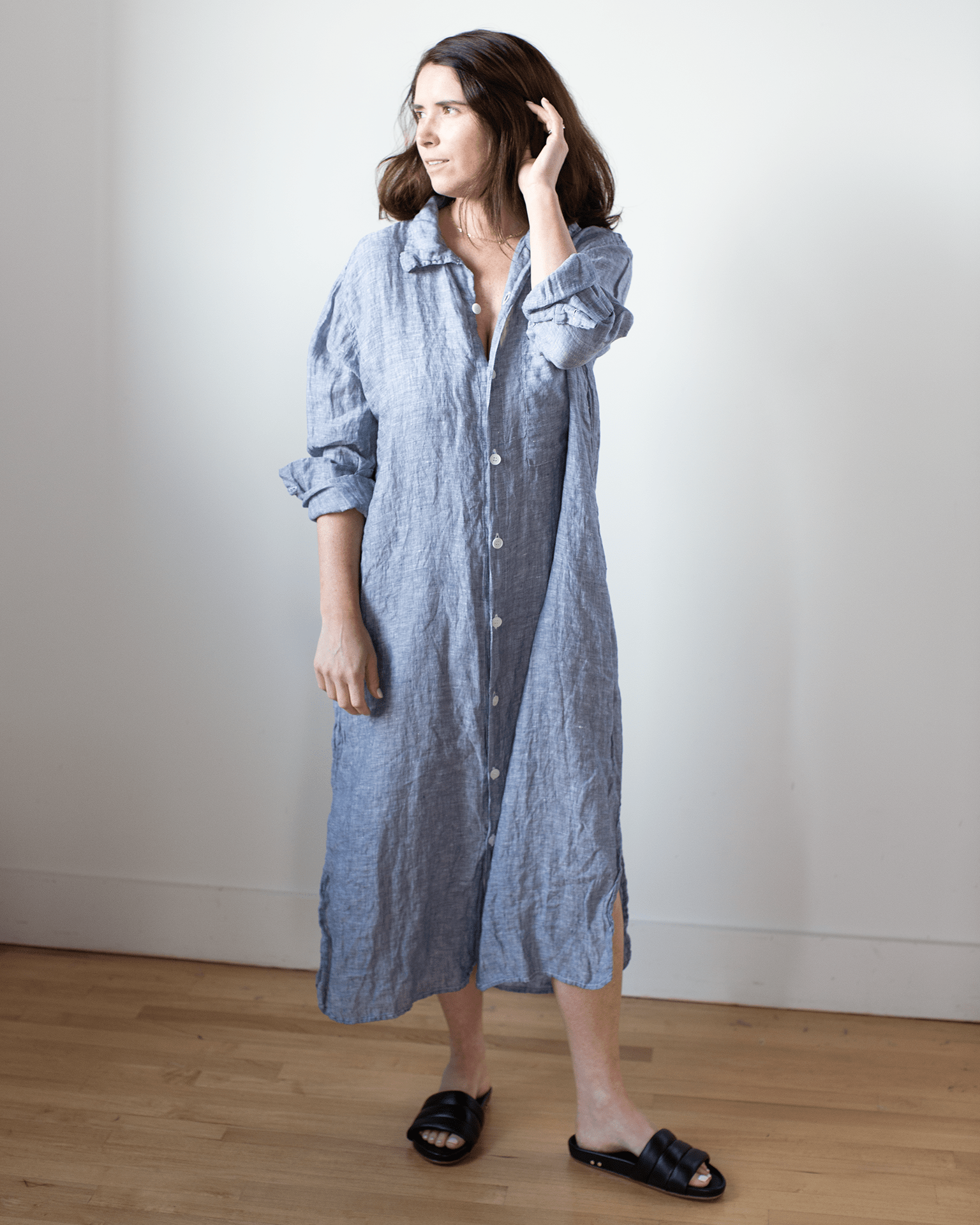 Elle Boxy Shirtdress in Ink Chambray