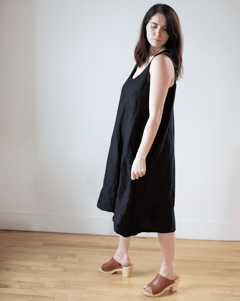 CP Shades Freida Dress in Lined Black Linen - Bliss Boutiques
