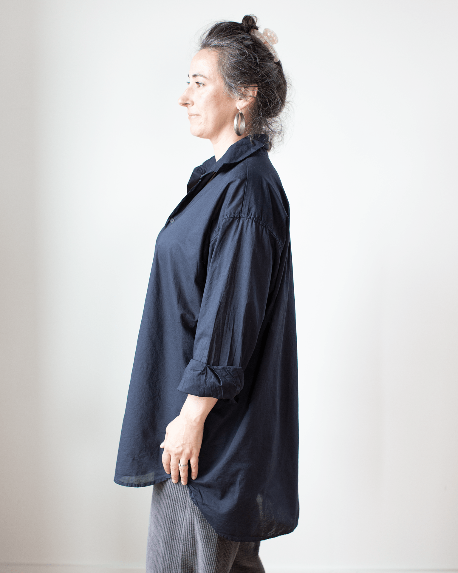 CP Shades Jane Oversized Button Down w/o Pkts - Cotton Oxford in Ink