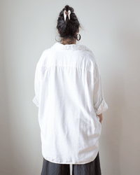 CP Shades Jane Oversized Button Down w/o Pkts - L/W Cotton Twill in White
