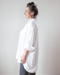 CP Shades Jane Oversized Button Down w/o Pkts - L/W Cotton Twill in White